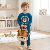 J16526: Boys Lion Sweatshirt & Jog pant Outfit With Matching Rucksack (2-4 Years)